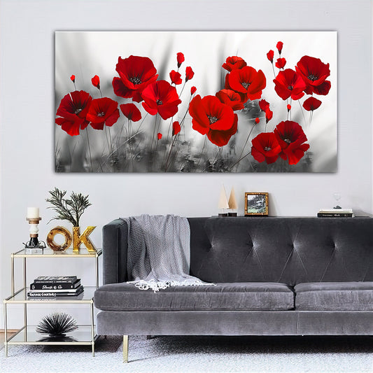 red roses canvas painting, poppy canvas painting, fake rose painting, flower painting, red flower wall decor