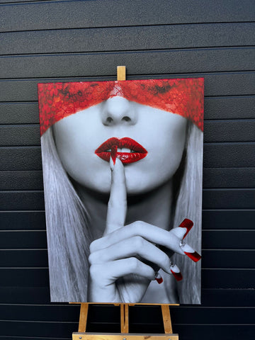 hush woman canvas painting , red woman canvas print , nurse woman canvas print, woman wall decor