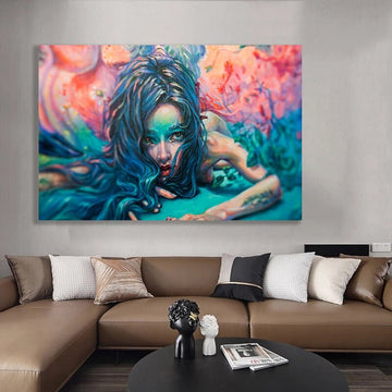 mysterious woman canvas painting , colorful woman canvas print , famous fashion woman wall decor