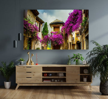 purple flower home canvas, home scenery canvas painting, purple flower nature canvas print, purple canvas print, floral wall decor