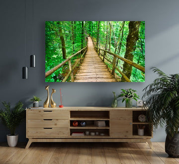 bridge canvas, bridge and stream canvas painting, landscape canvas print, nature picture poster, nature canvas art Art Exhibition