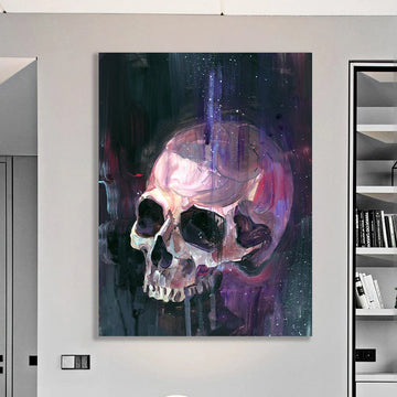 Skull Canvas Print, Skull Canvas Art Print, Sugar Skull Canvas Art Home Decor Gift, Gothic Floral Skull Wall Art For Halloween