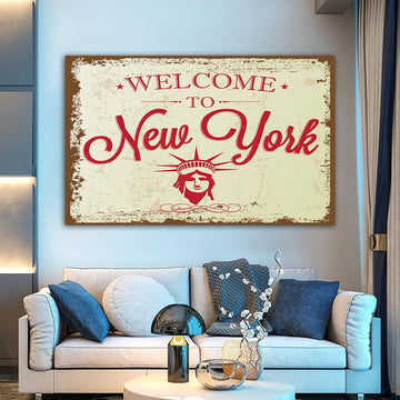 New york canvas, new torque lettering canvas painting, new torque signage, america wall decor, new torque garage lettering