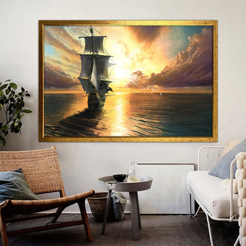 ship canvas painting, pirate ship painting, sailing painting, boating ship painting, rowing boat painting, ship framed canvas Art Exhibition