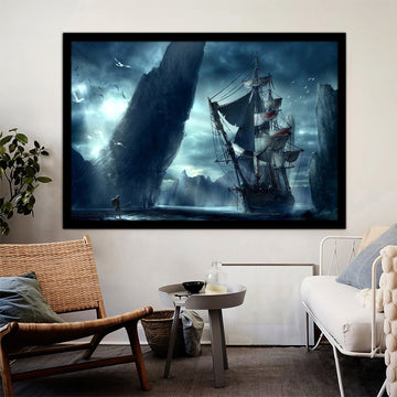 ship canvas painting, pirate ship painting, sailing painting, boating ship painting, rowing boat painting, ship framed canvas Fine Art