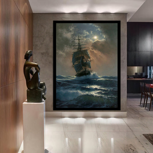 ship canvas painting, pirate ship painting, sailing painting, boating ship painting, rowing boat painting, ship framed canvas Wall Art