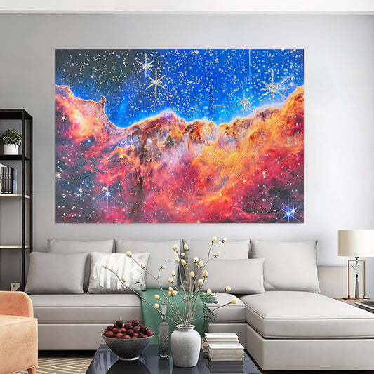 James Webb Carina Nebula Horizontal canvas, Nasa print, Space Posters, High-Resolution, Sci-Fi Posters, Deep Field, Space Telescope