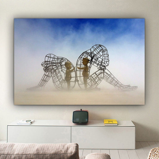 Burning Man Festival ,Child Sculpture, Wall Art Powerful, Love Canvas Print,Alexander Milov, Two People Turning Their Backs On Each Other Art Prints