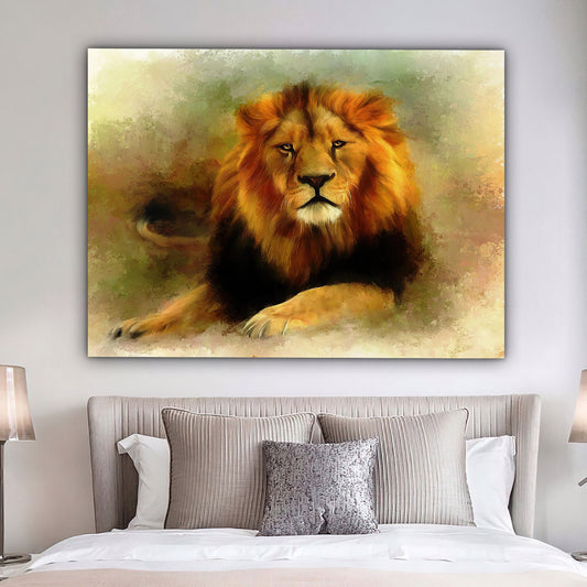 Lion canvas painting,lion head wall decor,brown lion painting,animal wall decor Decorative Art