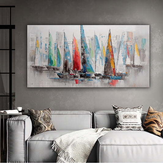 Abstract Sailboat canvas, Sailing boat , sailing , sea, landscape canvas wall art ,boat canvas painting