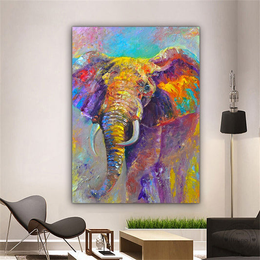 Elephant canvas painting, colorful elephant wall decor, elephant canvas painting, animal canvas painting Gift Ideas