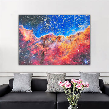 James Webb Carina Nebula Horizontal canvas, Nasa print, Space Posters, High-Resolution, Sci-Fi Posters, Deep Field, Space Telescope