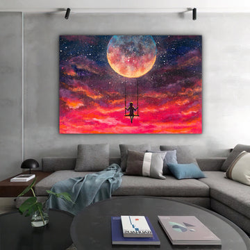 Moon Phases Canvas, Lunar Eclipse Canvas Art, Moon Phases Decor, Moon Canvas, Lunar Eclipse Style Canvas, Space Canvas