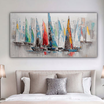 Abstract Sailboat canvas, Sailing boat , sailing , sea, landscape canvas wall art ,boat canvas painting