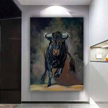 Bull canvas, angry bull painting, matador bull canvas print, cow canvas, ox canvas painting, animal home decor