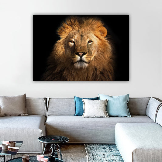 Lion canvas painting,lion head wall decor,brown lion painting,animal wall decor Contemporary Art