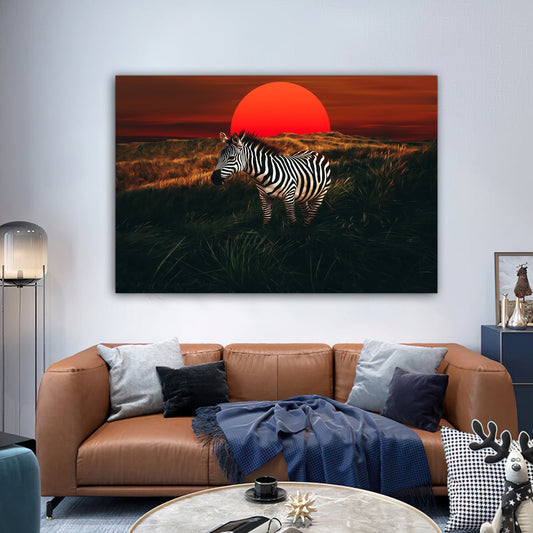 sunset canvas wall art ,zebra canvas painting , zebra canvas wall decor , landscape canvas print , christmas gift