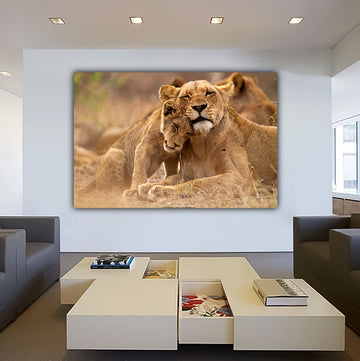 Lion canvas painting,lion head wall decor,brown lion painting,animal wall decor