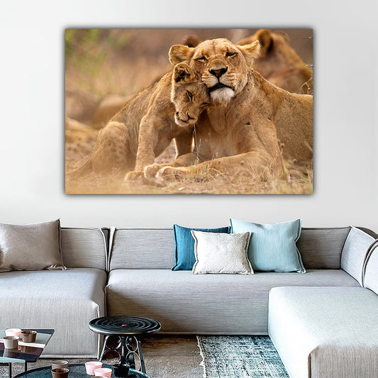 Lion canvas painting,lion head wall decor,brown lion painting,animal wall decor