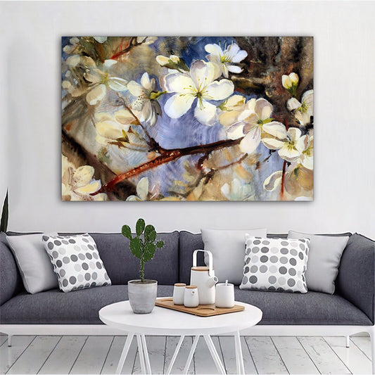 white flowers canvas painting, flowers  print, flower  canvas print , floral wall decor, flowers wall art , modern home decor
