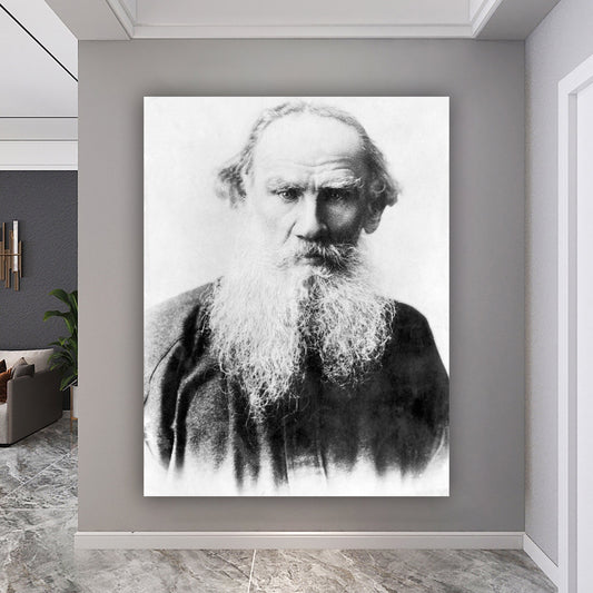 Lev Nikolayeviç Tolstoy, tolstoy portrait canvas, black and white tolstoy painting art, tolstoy wall art, tolstoy canvas print