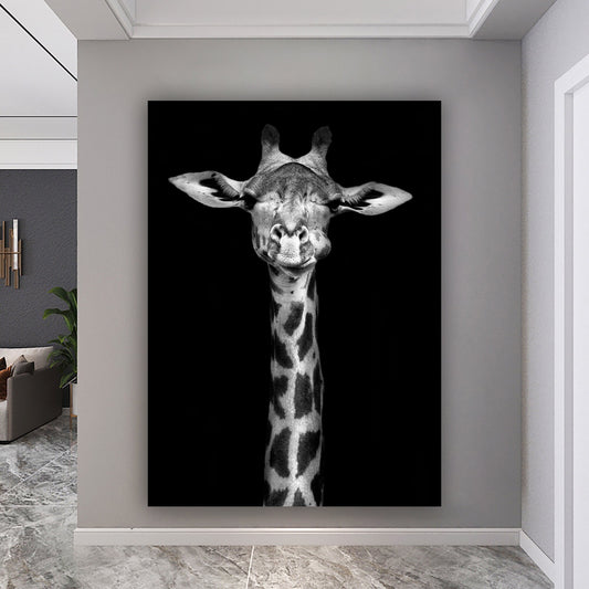 Giraffe canvas, black and white giraffe painting, giraffe home decor, giraffe wall art, giraffe wall art, canvas wall art, ready to hang