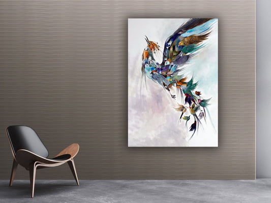 Phoenix canvas, simurg art, bird house art, bird poster, bird wall art, phoenix painting, phoenix print