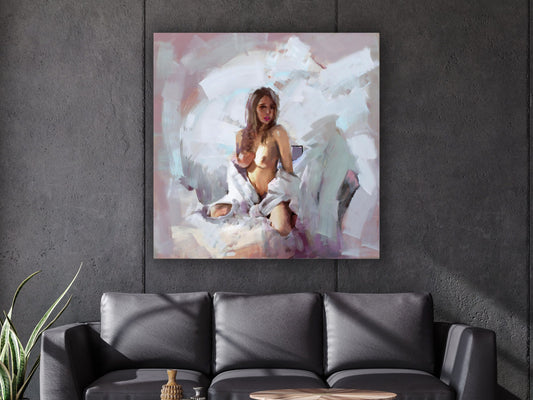 Naked Woman Painting Print, Naked Woman Wall Art, Bedroom Canvas Art, Sensual Photo Wall Decor, Sensual Photo Art