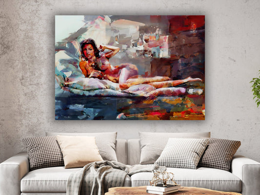 Naked Girl Art Canvas, Nude Wall Decor, Breast Photo Artwork, Bedroom Wall Decor, Sensual Photo Artwork, Naked Woman