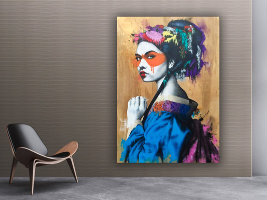 Geisha canvas prints, geisha art, geisha wall art, geisha painting, geisha wall decor