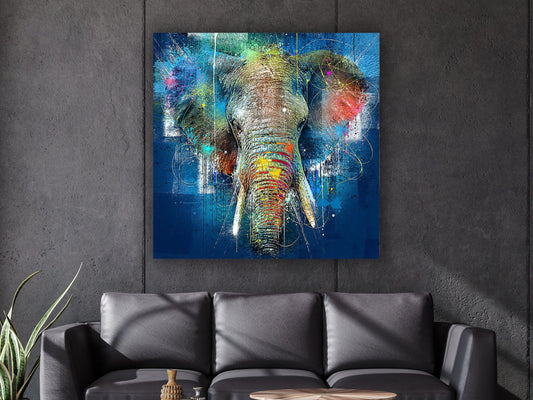 Canvas, Blue Tones Elephant, Modern Canvas Decor, Blue Tones Elephant Poster, Elephant