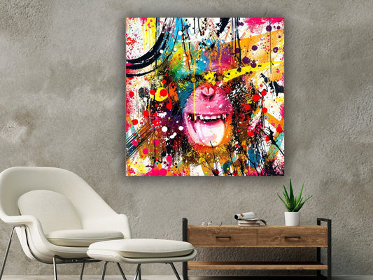 Gorilla Graffiti Painting, Gorilla Canvas, Colorful Monkey Wall Art, Monkey Canvas, Animal Wall Art, Graffiti Wall Art, Abstract Wall Art