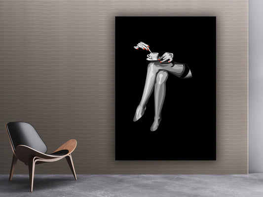 Black and white sexy legs canvas, leg erotic art, sexy female legs wall art