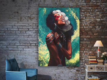 African art, Abstract African wall Art, Woman Face Canvas