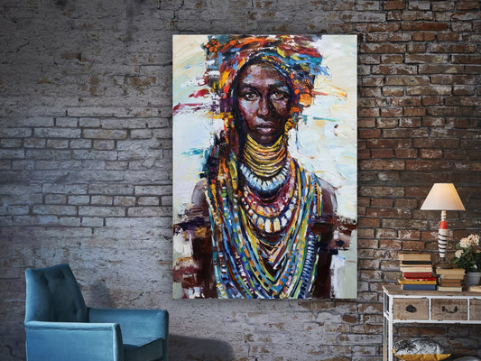 African Woman, African Art, American Afro Woman,Frame Canvas, Picture Vintage Print, Canvas Print