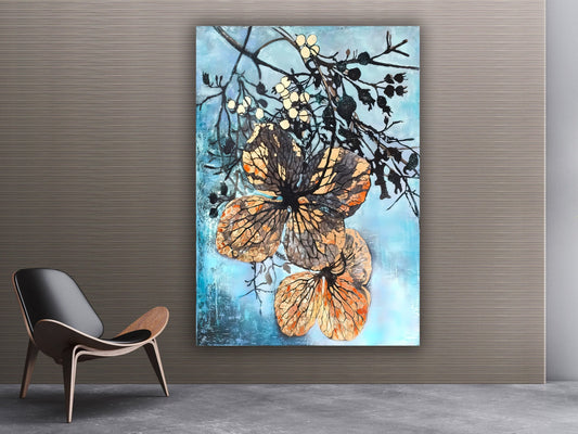 Floral  Canvas, Flower Painting, Floral Wall decoration, Floral decoration, Floral Modern Art, White flowers, Living Room Art