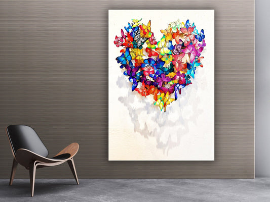 Love Heart Canvas Painting, Heart Canvas Art Print, Modern Home Decor, Ready To Hang, Extra Large Wall Art, Love Canvas