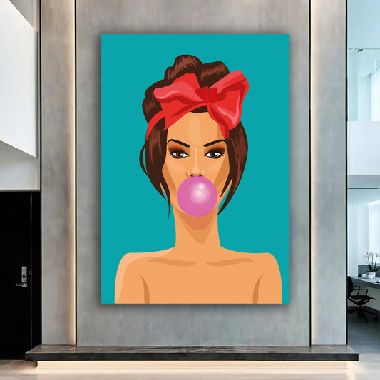 Bubble Gum Woman POP Art, OMG Pop Art Wall Art, Shock Style Pop Art, Comic Style Pop Art, Woman Portrait