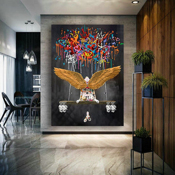 Banksy angel Flying With Balloon Canvas, flying balloon canvas, graffiti wall art,  banksy poster, banksy wall art, street art canvas