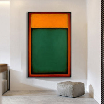 Mark Rothko Green And Orange Canvas Painting, Rothko Reproduction, rothko canvas,orange and green Abstract Canvas Wall Art