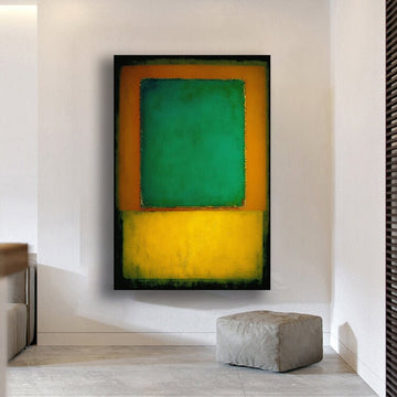 Mark Rothko Green And Orange , yellow Canvas Painting, Rothko Reproduction, rothko canvas,orange and green Abstract Canvas Wall Art