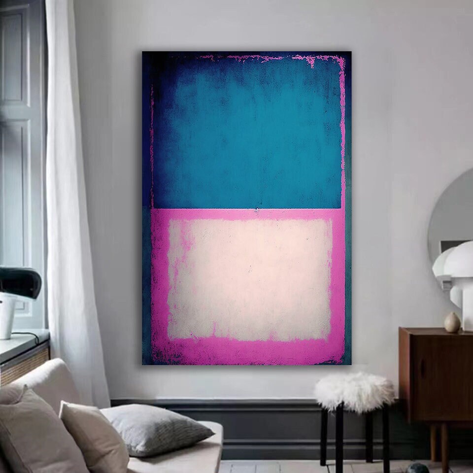 BLUE pink, white Canvas Painting, Rothko Reproduction, rothko canvas,orange and green Abstract Canvas Wall Art, mark rothko canvas wall art
