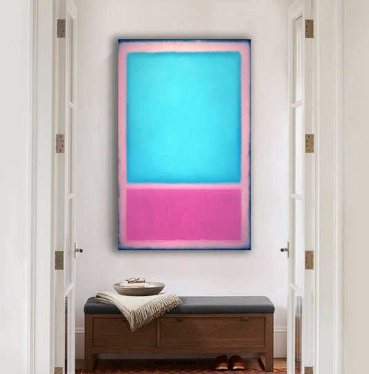 Blue and pink mark, mark rothko canvas, mark rothko canvas, abstract painting, minimalist pink art, Expressionism rothko canvas painting