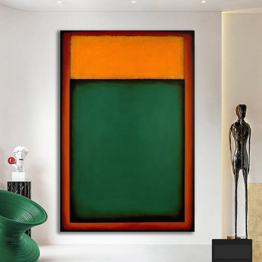 Mark Rothko Green And Orange Canvas Painting, Rothko Reproduction, rothko canvas,orange and green Abstract Canvas Wall Art