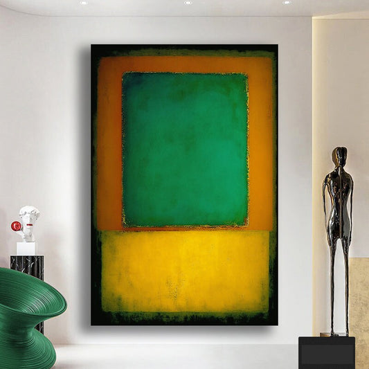 Mark Rothko Green And Orange , yellow Canvas Painting, Rothko Reproduction, rothko canvas,orange and green Abstract Canvas Wall Art