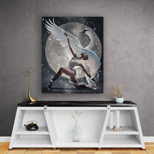 Ballerina Canvas Print Art, Ballerina Canvas Painting, Beautiful Woman Dancer Wall Decor, Music Room Wall Art, Canvas Ready to Hang