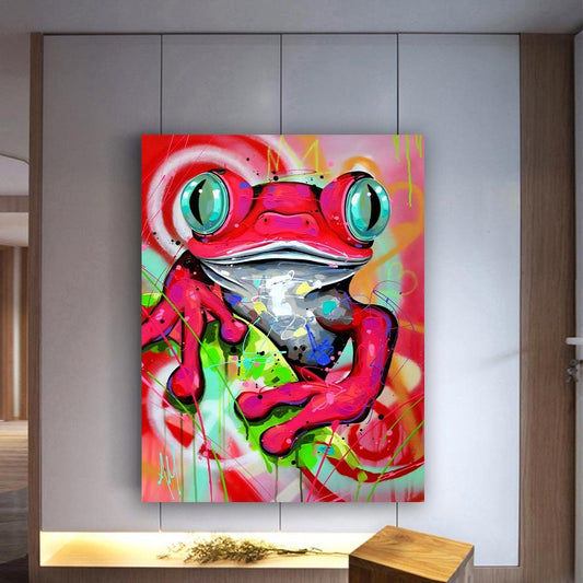 Red Frog , Colorful Frog Canvas Decor, Animal Wall Decor, Frog  Art Canvas, Fun Animals Printed,