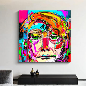 sad face canvas, colorful abstract canvas painting, sad woman art, pop art art, pop art canvas