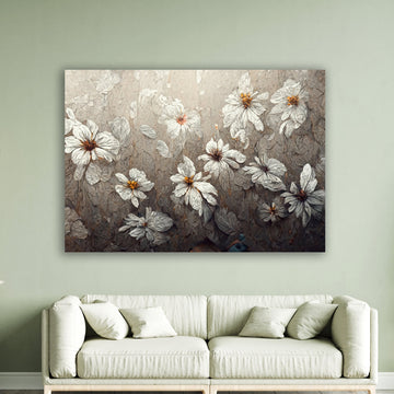 Beige color flowers canvas painting, flower canvas print