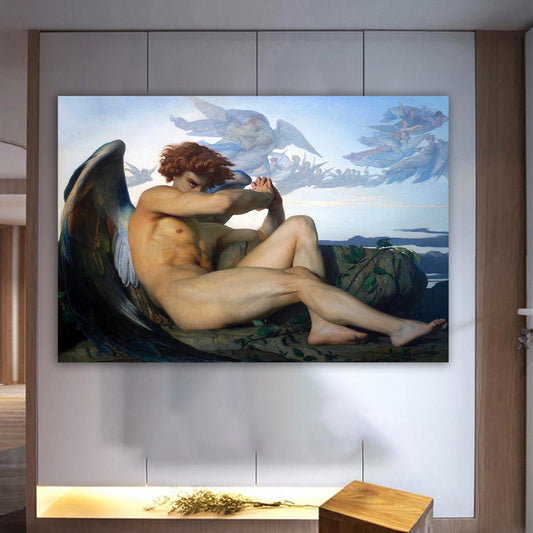 Alexandre Cabanel Fallen Angel, Cabanel Painting, Reproduction Art, Angel Wall Decor, Classic Art Canvas, Fallen Man Painting